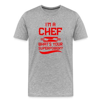 Cooking Chef Superpower - Men's Premium Organic T-Shirt - heather grey - Front - Damien (186cm)