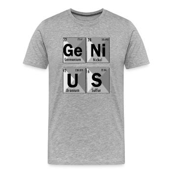 Génie avec anecdote chimique - T-shirt bio Premium Homme - gris chiné - Devant - Damien (186cm)