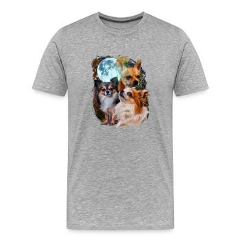 3 Mond Chihuahua Hund Liebhaber Cool Tier Haustier Neuheit - Männer Premium Bio T-Shirt - Grau meliert - Vorne - Damien (186cm)