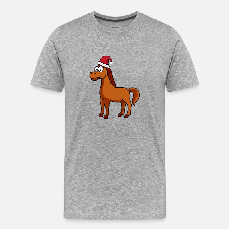 Pferd Weihnachten Comic - Männer Premium Bio T-Shirt - Grau meliert