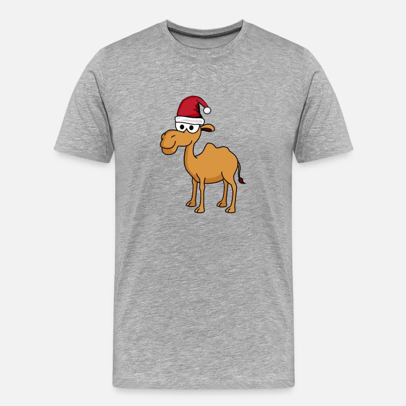 Kamel Comic Weihnachten - Männer Premium Bio T-Shirt - Grau meliert