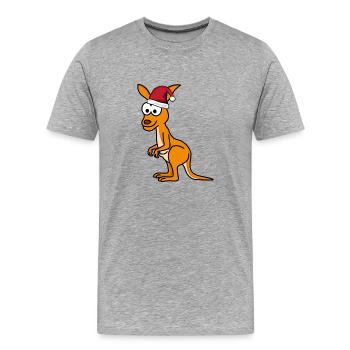 Kangaroo Comic Weihnachten - Männer Premium Bio T-Shirt - Grau meliert - Vorne - Damien (186cm)