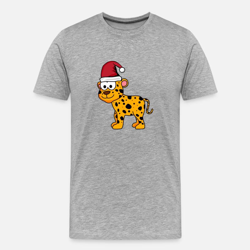 Léopard Comic Christmas - T-shirt bio Premium Homme - gris chiné