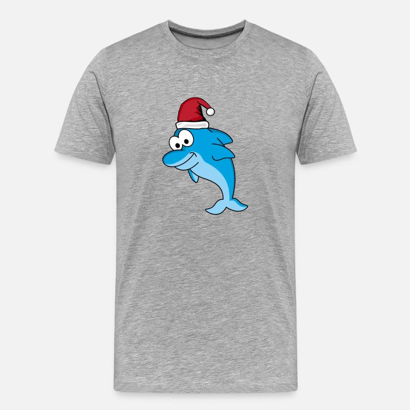 Delfin Comic Weihnachten - Männer Premium Bio T-Shirt - Grau meliert