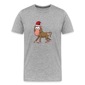 Singe singe Noël - T-shirt bio Premium Homme - gris chiné - Devant - Damien (186cm)
