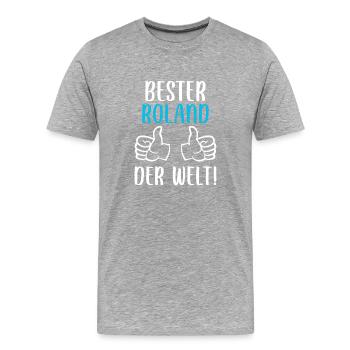 Roland Vorname Name Geburtstag - Männer Premium Bio T-Shirt - Grau meliert - Vorne - Damien (186cm)