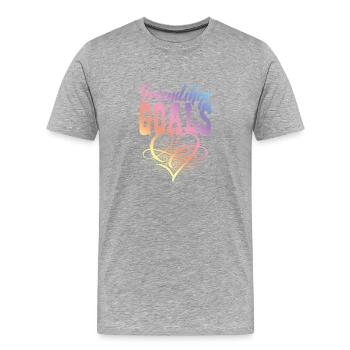 Objectifs de l’amitié - T-shirt bio Premium Homme - gris chiné - Devant - Damien (186cm)