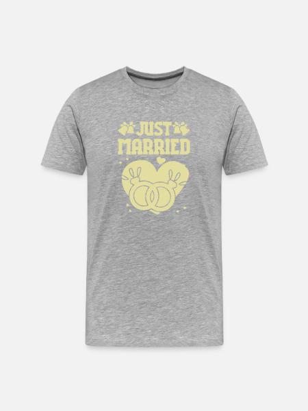 Just Married - Männer Premium Bio T-Shirt - Grau meliert