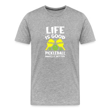 Pickleball-Spieler - Männer Premium Bio T-Shirt - Grau meliert - Vorne - Damien (186cm)