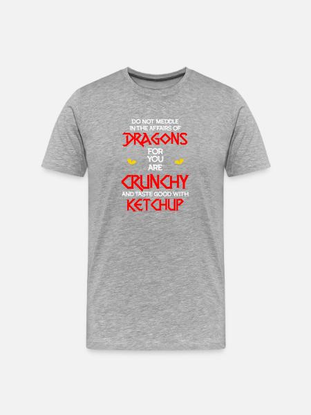 Drachen-Ketchup-Zitat, Drachen - Männer Premium Bio T-Shirt - Grau meliert