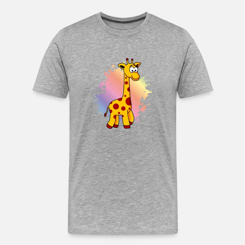 Giraffe Comic Tier - Männer Premium Bio T-Shirt - Grau meliert