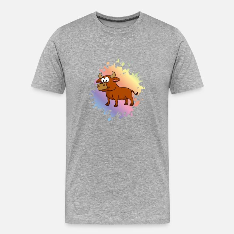 Stier Comic Tier - Männer Premium Bio T-Shirt - Grau meliert
