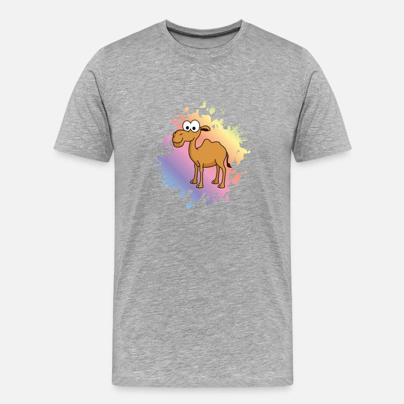 Kamel Comic - Männer Premium Bio T-Shirt - Grau meliert