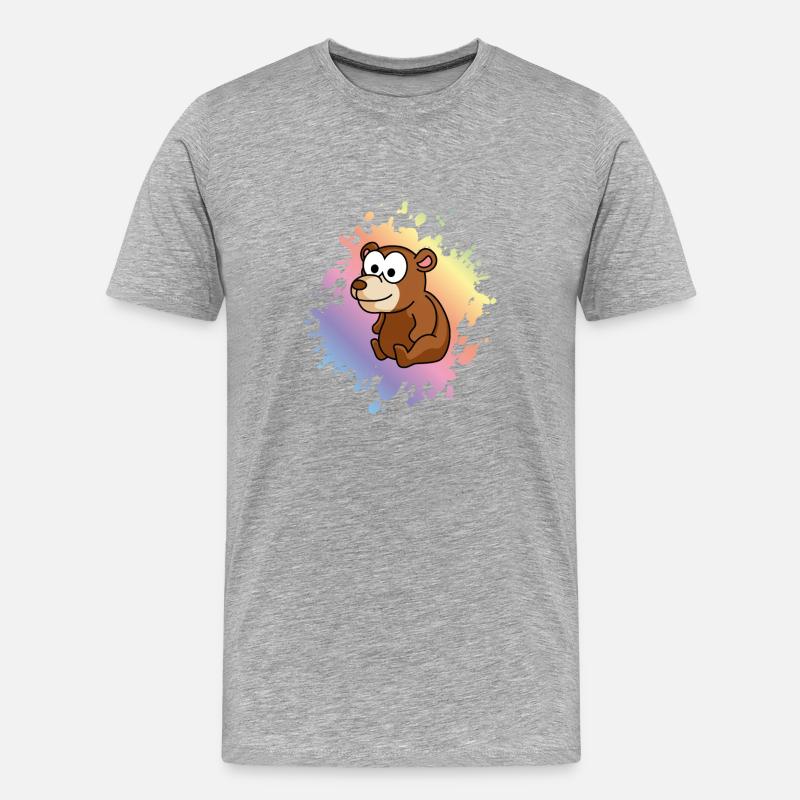 Bär Comic - Männer Premium Bio T-Shirt - Grau meliert