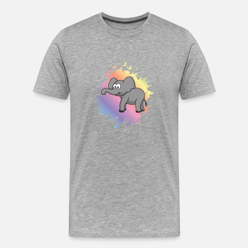 Elefant Comic - Männer Premium Bio T-Shirt - Grau meliert