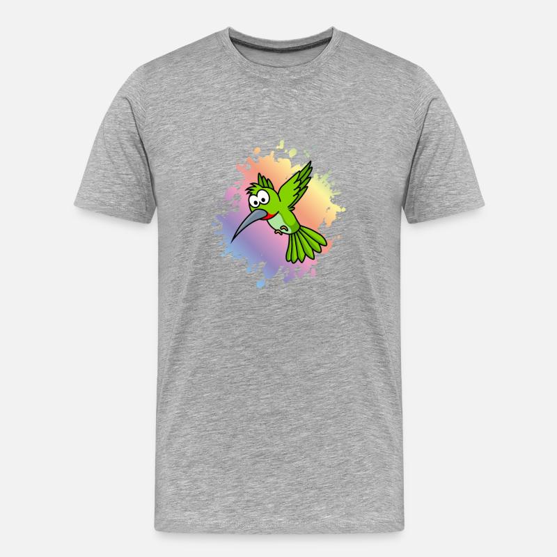Kolibri Comic Tier - Männer Premium Bio T-Shirt - Grau meliert