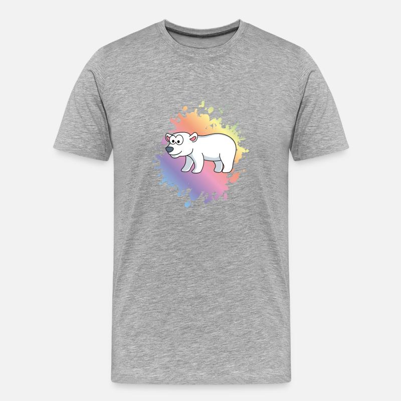 Eisbär Comic Tier - Männer Premium Bio T-Shirt - Grau meliert
