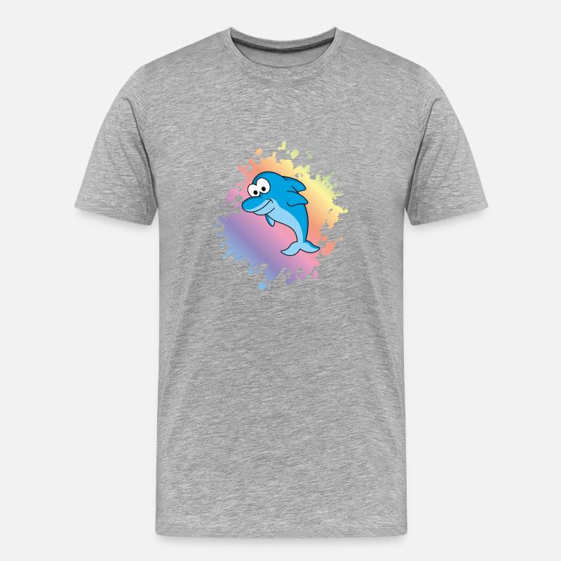 Delfin Comic Tier - Männer Premium Bio T-Shirt - Grau meliert