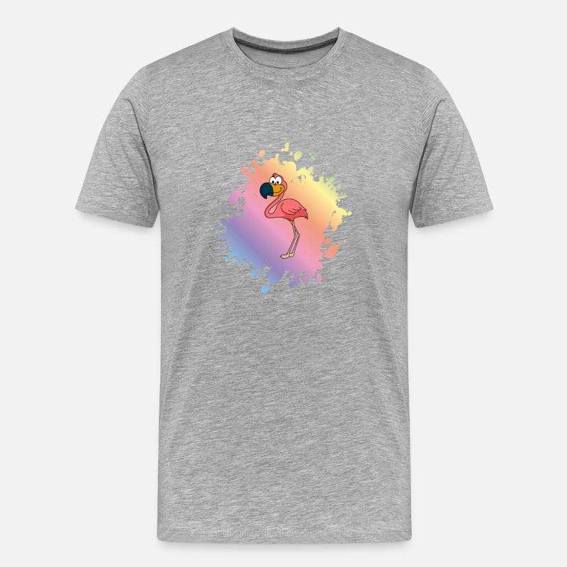 Flamingo Comic Tier - Männer Premium Bio T-Shirt - Grau meliert