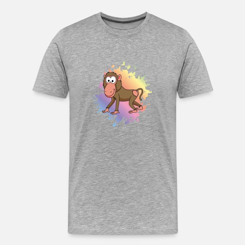 Monkey affe comic - Männer Premium Bio T-Shirt - Grau meliert