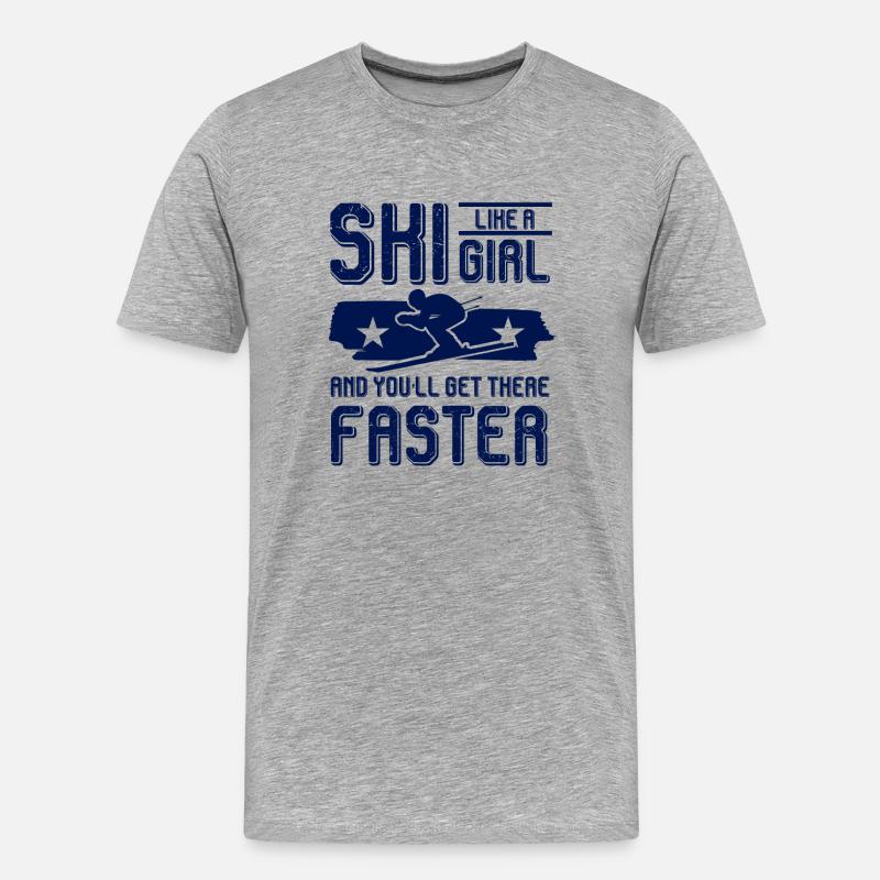 ski mädchen - Männer Premium Bio T-Shirt - Grau meliert