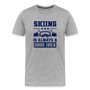 Ski Skiing - Men's Premium Organic T-Shirt - heather grey - Front - Damien (186cm)
