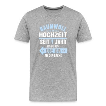 1 verheiratet Baumwoll Hochzeit 1.Hochzeitstag - Männer Premium Bio T-Shirt - Grau meliert - Vorne - Damien (186cm)