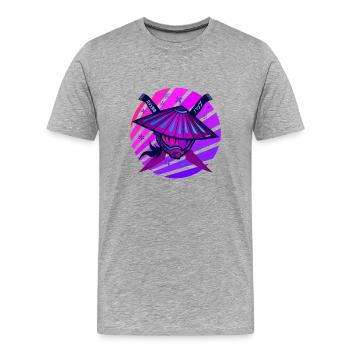 Samouraï Monster Sword violet - T-shirt bio Premium Homme - gris chiné - Devant - Damien (186cm)