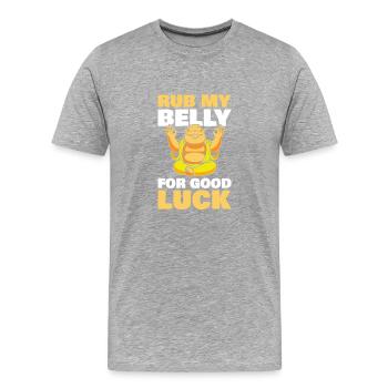 Frotter mon ventre comme porte-bonheur pour les fans - T-shirt bio Premium Homme - gris chiné - Devant - Damien (186cm)