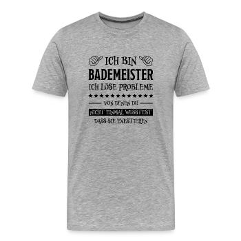 Bademeister Beruf Lustiger Spruch Freibad Geschenk - Männer Premium Bio T-Shirt - Grau meliert - Vorne - Damien (186cm)