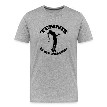 Amateurs de tennis Joueurs de tennis Club de tennis Tennis - T-shirt bio Premium Homme - gris chiné - Devant - Damien (186cm)