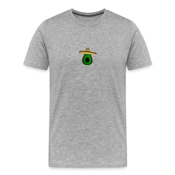 Avocat mexicain au sombrero - T-shirt bio Premium Homme - gris chiné - Devant - Damien (186cm)