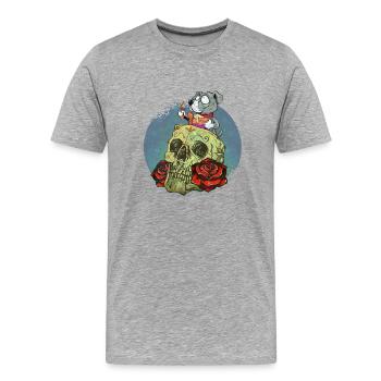 Totenkopf Design, Sugar Skull Art - Männer Premium Bio T-Shirt - Grau meliert - Vorne - Damien (186cm)