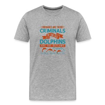 LES REQUINS SONT LES CRIMINELS LES DAUPHINS SONT LES HORS-LA-LOI - T-shirt bio Premium Homme - gris chiné - Devant - Damien (186cm)