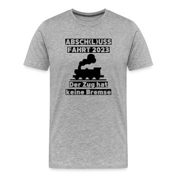 Abschlussfahrt 2023 - Partydesign für Abi, Schulen - Männer Premium Bio T-Shirt - Grau meliert - Vorne - Damien (186cm)