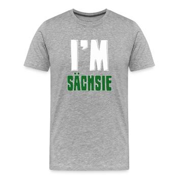 Ich bin Sächsie Sexy Sachsen Anhalt - Männer Premium Bio T-Shirt - Grau meliert - Vorne - Damien (186cm)