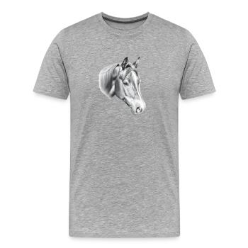 Pferdekopf Bleistiftzeichnung - Männer Premium Bio T-Shirt - Grau meliert - Vorne - Damien (186cm)