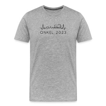 Onkel 2023 Herzschlag Für Zukünftigen Onkel - Männer Premium Bio T-Shirt - Grau meliert - Vorne - Damien (186cm)