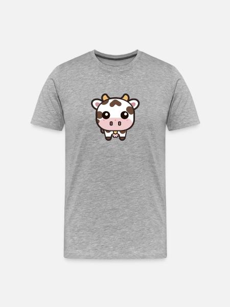 Cute Kawaii Cow - Men's Premium Organic T-Shirt - heather grey
