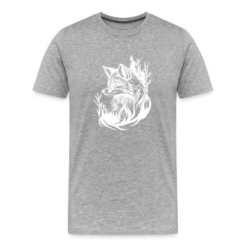 Hübscher niedlicher Tattoo Style Fuchs im Wald - Männer Premium Bio T-Shirt - Grau meliert - Vorne - Damien (186cm)