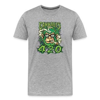 MARIHUANA 420 CANNABIS WEED HANF SMOKER DESIGN - Männer Premium Bio T-Shirt - Grau meliert - Vorne - Damien (186cm)