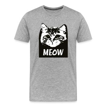 Miaou Chat - T-shirt bio Premium Homme - gris chiné - Devant - Damien (186cm)