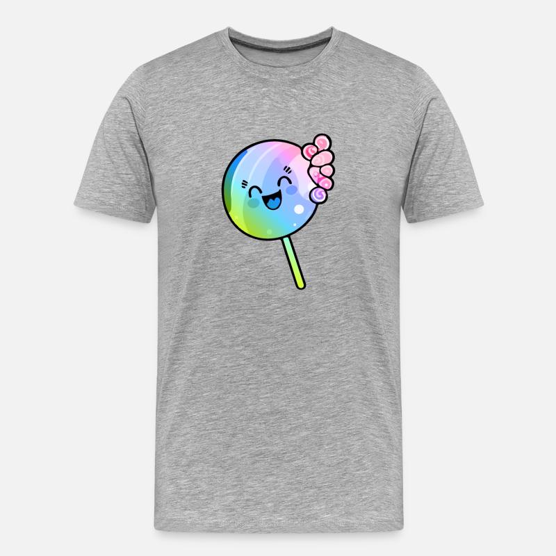 Lollipop Comic Bunt - Männer Premium Bio T-Shirt - Grau meliert