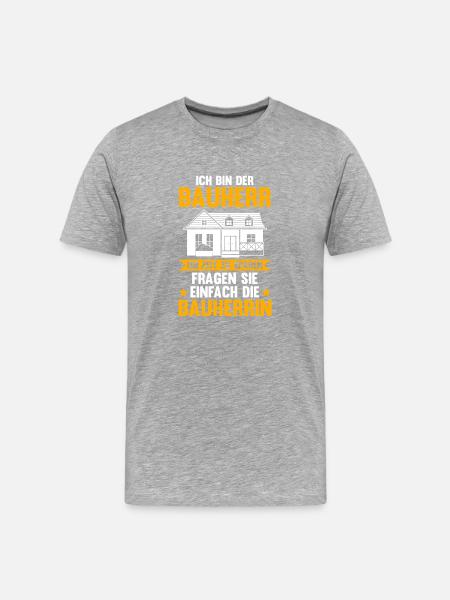 Bauherr - Männer Premium Bio T-Shirt - Grau meliert
