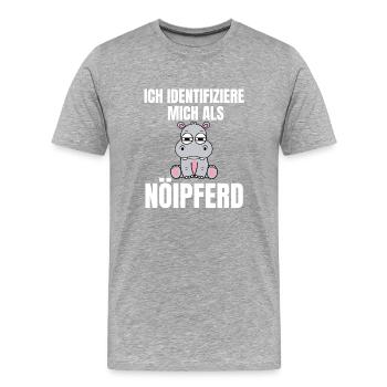 Gelangweiltes Nilpferd / Nölpferd / Keinen Bock - Männer Premium Bio T-Shirt - Grau meliert - Vorne - Damien (186cm)