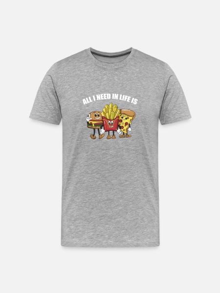 Burger Pommes Pizza - Männer Premium Bio T-Shirt - Grau meliert