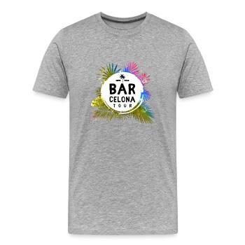 Barcelona Tour Travel coloré - T-shirt bio Premium Homme - gris chiné - Devant - Damien (186cm)