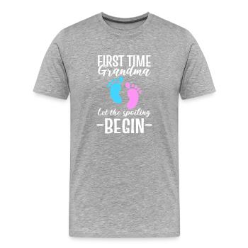 First Time Grandma Let The Spoiling Begin Oma - Männer Premium Bio T-Shirt - Grau meliert - Vorne - Damien (186cm)