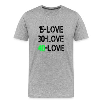 15love black - Männer Premium Bio T-Shirt - Grau meliert - Vorne - Damien (186cm)
