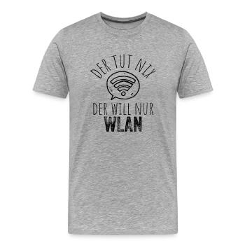 Der tut nix der will nur WLAN - Internet - Männer Premium Bio T-Shirt - Grau meliert - Vorne - Damien (186cm)